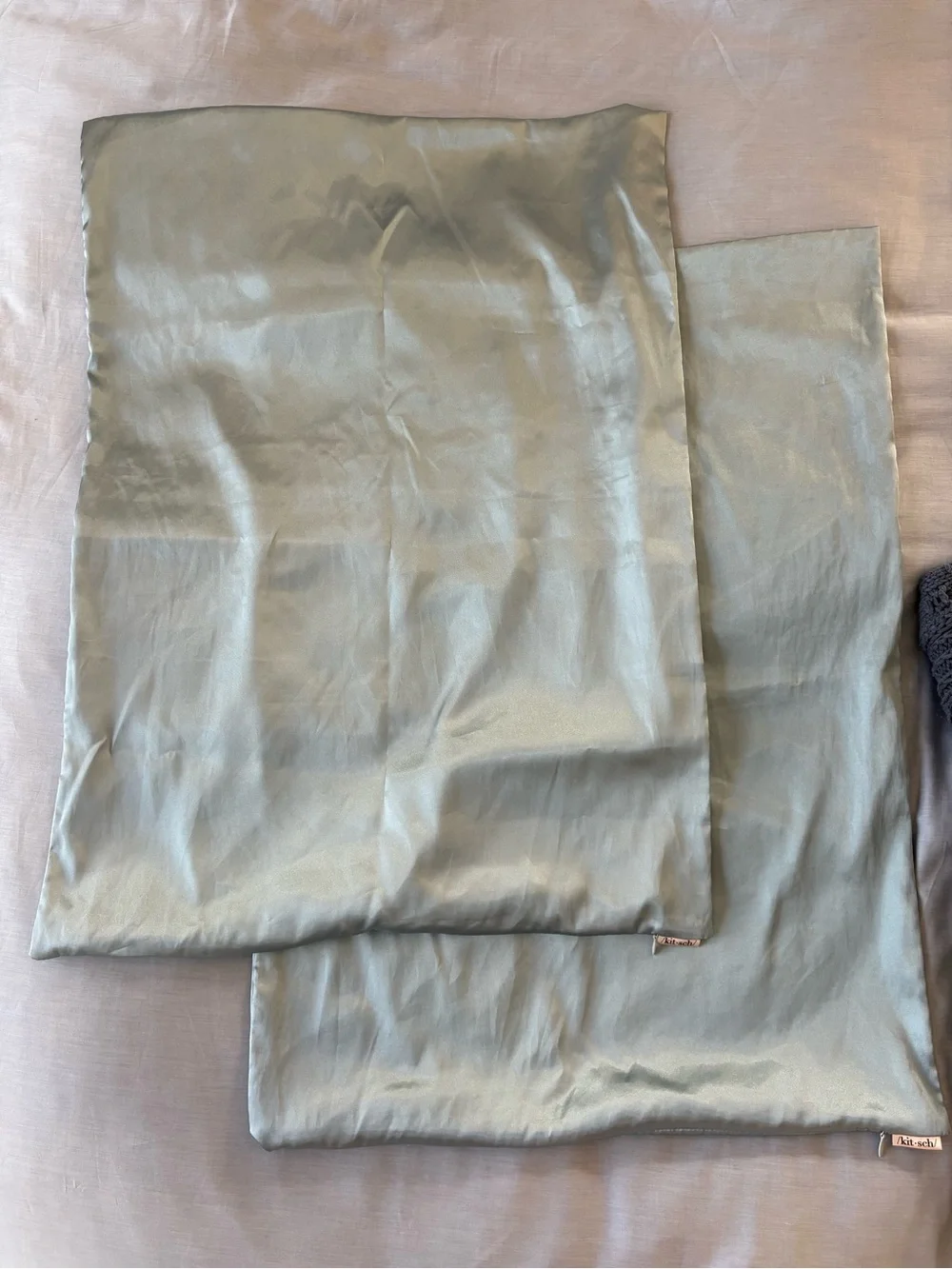 Set of 2 Kitsch Satin Pillowcase - Blue Haze